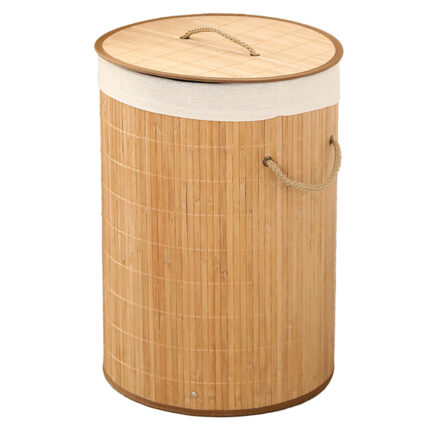 Foldable Laundry Basket Grocery Basket Bamboo Large Capacity Dirty Clothes Storage Bucket for Home 1.0 Original Color Round